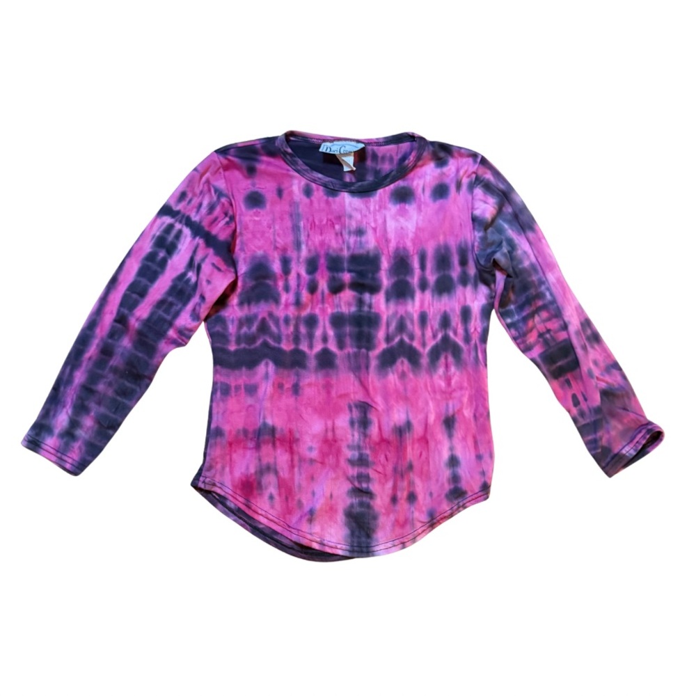 Dori Creations Girls long sleeve pink and black tie dye dress like new condition